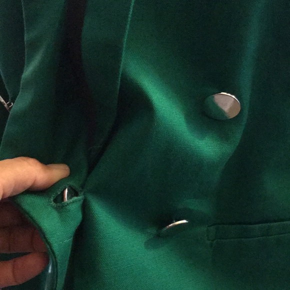 MANGO SUIT green blazer jacket women cotton linen career - Picture 13 of 17